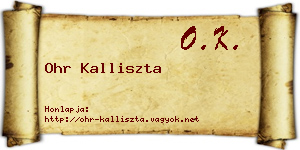 Ohr Kalliszta névjegykártya